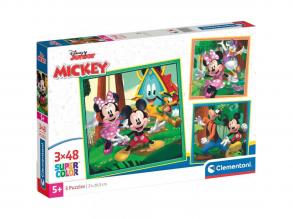 Disney Mickey egér és barátai 3x48 db-os Supercolor puzzle - Clementoni