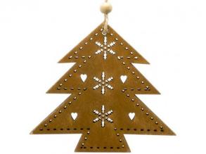 Karácsonyfadísz fából - barna fenyőfa
