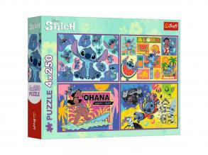 Disney: Csodálatos Stitch 4x250 db-os puzzle - Trefl