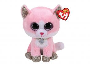 Ty Beanie Boos Fiona rózsaszín macska, 15 cm