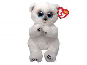 Ty Beanie Babies Bellies Wuzzy Bear fehér maci, 15cm