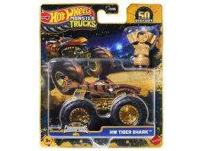 Hot Wheels Monster Trucks: Tiger Shark bajnok kisautó serleggel 1/64 - Mattel