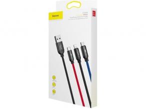 Baseus 3,5A 1,2m USB-A - Lightning/Type-C/MicroUSB tricolor harisnyázott háromágú kábel