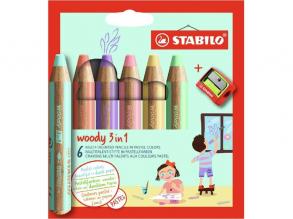 Stabilo woody 3in1 Pastel 6 db/csomag készlet hegyezővel grafitceruza