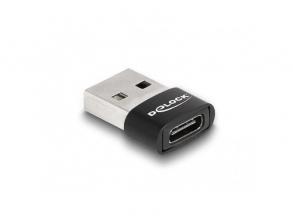 Delock 60002 USB-A 2.0 apa - USB-C anya fekete adapter