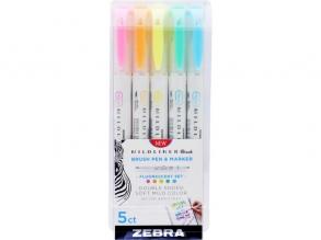 Zebra Mildliner Brush Fluorescent 5db-os kettős végű ecset marker