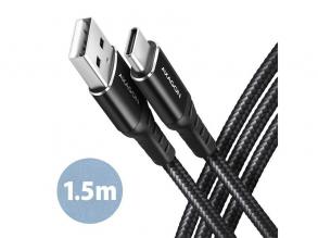 Axagon BUCM-AM15AB 1,5m Type C - USB fekete adat- és töltőkábel