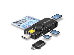 Axagon CRE-SMP2A USB Smart card & SD/microSD/SIM card PocketReader összecsukható okos kártyaolvasó