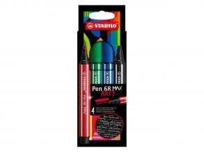 STABILO Pen 68 MAX ARTY - vastag ékhegyes hegyű filctoll - 4 darabos készlet