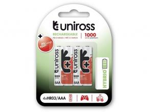 Uniross 1,2V 1000mAh Ni-MH HYBRIO 4db/csomag AAA akkumulátor