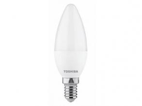 LED lámpa , égő , gyertya , E14 foglalat , 4.7 Watt , 220° , meleg fehér , TOSHIBA , 5 év garancia