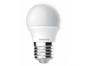 LED lámpa , égő , kisgömb , E27 foglalat , 4.7 Watt , 180° , meleg fehér , TOSHIBA , 5 év garancia