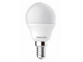 LED lámpa , égő , kisgömb , E14 foglalat , 4.7 Watt , 180° , hideg fehér , TOSHIBA , 5 év garancia