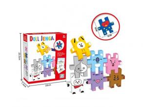 Színes Jenga 24db-os állatos puzzle 6cm-es elemekkel