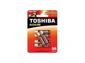 Ceruzaelem AAA (LR03) , 1.5 Volt , 6 darab , tartós , elem , Red Alkaline , TOSHIBA