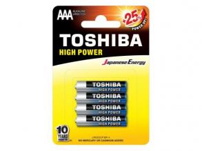 Ceruzaelem AAA (LR03) , 1.5 Volt , 4 darab , tartós , elem , High Power , TOSHIBA