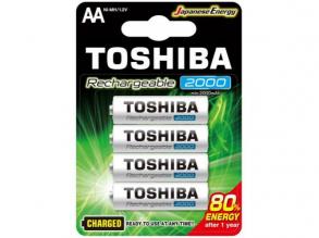 Ceruzaelem AA (LR6) , 1.2 Volt , 4 darab , tartós , elem , tölthető , 2000mAh , High Power , TOSHIBA