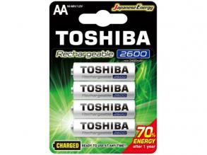 Ceruzaelem AA (LR6) , 1.2 Volt , 4 darab , tartós , elem , tölthető , 2500mAh , High Power , TOSHIBA