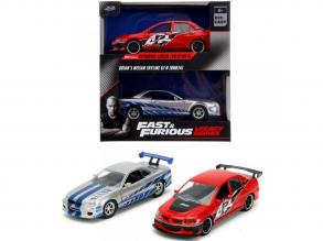 Halálos iramban: Mitsubishi Lancer Evolution IX és Nissan Skyline GT-R (BNR34) 2db-os csomag 1/32 méretarányban - Jada Toys