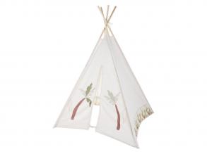 Tipi sátor fehér, 160 cm, növényi mintával