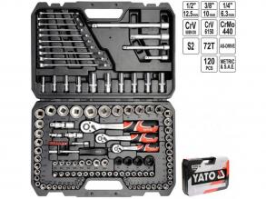 YATO Dugókulcs klt. 120 részes 1/2 col 20-32, 1/4 col 4-13, 3/8 col 9-17 profi