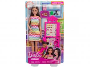 Barbie barna hajú tanárnő karrierbaba játékszett kiegészítőkkel- Mattel