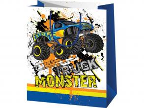 Monster Truck mintás közepes ajándéktáska 18x10x23cm