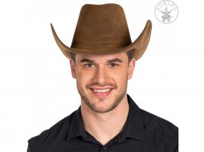 Velúr hatású barna cowboy kalap  barna színben