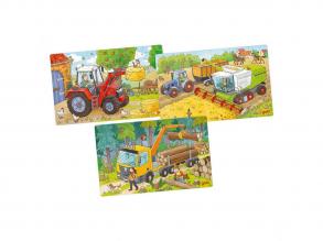 Goki fa puzzle járművek 3 darabos készlet