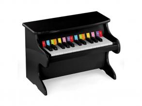 Fa játék zongora fekete, színes billentyű jelzéssel
