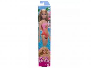 Barbie Beach baba rózsaszín színu, pálma mintás fürdoruhában - Mattel