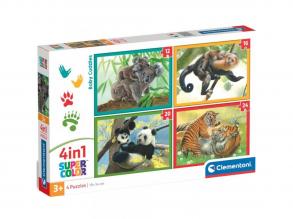 Állatok kölykeikkel 4 az 1-ben 12, 16, 20 és 24db-os puzzle - Clementoni