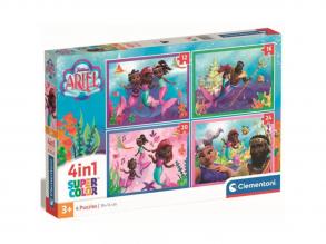 Ariel a kis hableány 4 az 1-ben 12, 16, 20 és 24db-os puzzle - Clementoni