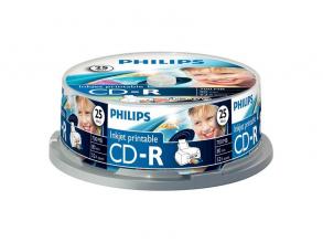 Philips CD-R80IW 52x nyomtatható cake box lemez 25db/csomag