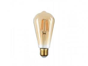 LED lámpa , égő , izzószálas hatás , filament , Edison , E27 , ST64 , 4W , meleg fehér