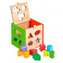 Jouéco fából készült puzzle színek-formák, kocka