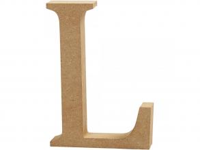 Natúr L betű MDF fából - 13 cm - 1 db