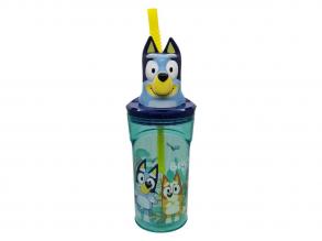 Szívószálas pohár, Bluey 3D figura, 360ml