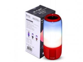 LED lámpa , hordozható , beépített hangszóróval , Bluetooth , színes hangulatvilágítás , 2 x 3W , RGB , USB , piros