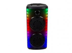 RGB Bluetooth hangszóró , party hangfal LED világítással , mikrofonnal , távirányítóval , 2 x 10 watt , USB , tölthető , 65 x 32