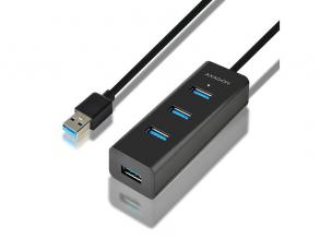 Axagon HUE-S2BL 4 portos USB3.0 gyorstöltő hosszú kábeles HUB