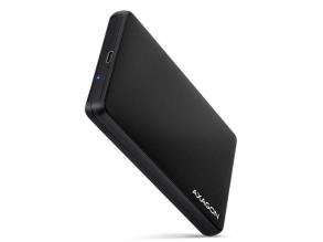 Axagon EE25-SLC USB 3.2 fekete csavar nélküli külső HDD/SSD ház