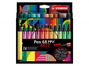 STABILO Pen 68 MAX ARTY - vastag ékhegyes hegyű filctoll - 24 darabos tollkészlet